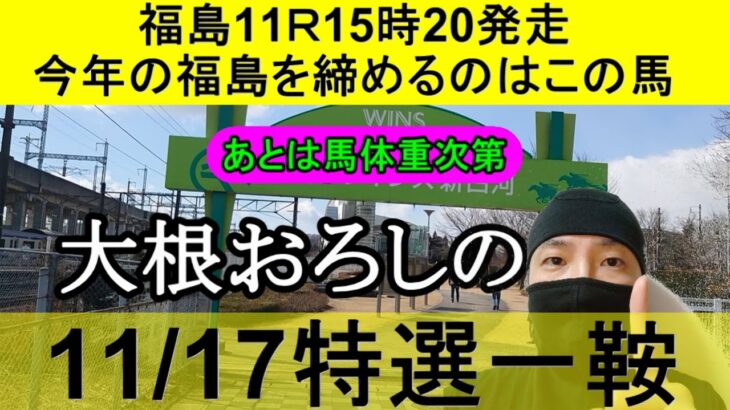 【競馬予想】11月17日の特選一鞍【大根おろし】