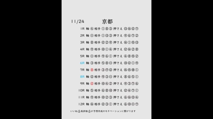 11/24京都競馬予想表