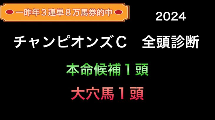 【競馬予想】　チャンピオンズカップ　2024  全頭診断　　　事前予想