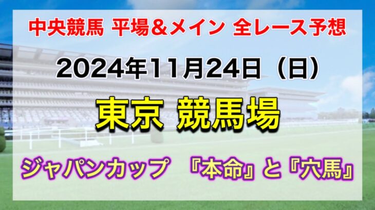 【ジャパンカップ】【競馬全レース予想】【東京競馬場】2024年11月24日の平場＆メインの全レースを予想！