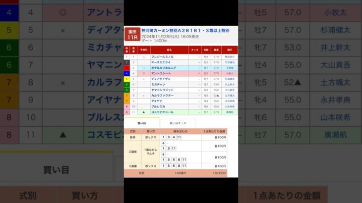 園田競馬場 メインレース 神河町カーミン特別 を予想します #競馬 #予想 #競馬予想 #買い目 #園田競馬 #園田競馬場 #地方競馬 #メインレース #神河町カーミン特別 #小牧太