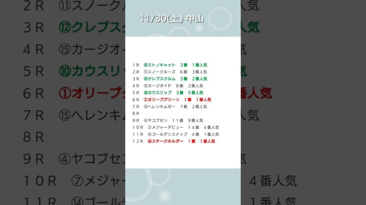 11/30(土) 12/1(日)の結果 #競馬予想 #チャレンジカップ #ステイヤーズステークス #チャンピオンズカップ #win5 #軸馬 #予想結果