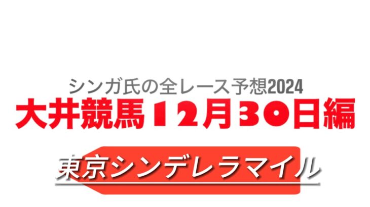 12月30日大井競馬【全レース予想】2024東京シンデレラマイル競走