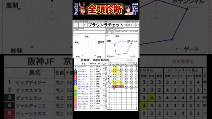 #ブラウンラチェット　#競馬予想ハイライト #全頭診断 #阪神ジュベナイルフィリーズ2024