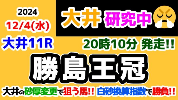 【大井競馬研究中😏】大井の砂厚変更を味方にする馬😁 白砂換算指数で勝負🔥【2024.12.4 大井11R 勝島王冠】