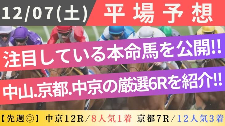 【平場/競馬予想】2024/12/7(土)  厳選6Rの本命馬を紹介！