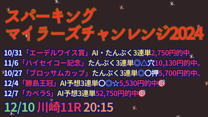 スパーキングマイラーズチャレンジ2024予想【川崎競馬】全日本2歳優駿に向けて的中を目指す!!