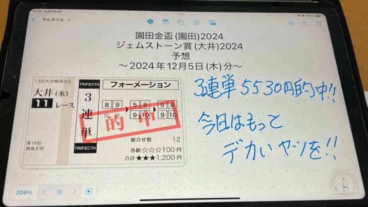 園田金盃(園田)2024・ジェムストーン賞(大井)2024予想ｰ2024年12月5日(木)分