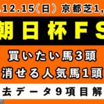 【朝日杯フューチュリティステークス2024】過去データ9項目解析!!買いたい馬3頭と消せる人気馬1頭について(競馬予想)