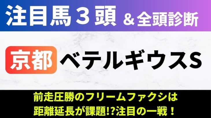 【2024ベテルギウスS】競馬予想｜前走圧勝のフリームファクシは距離延長が課題!?注目の一戦！