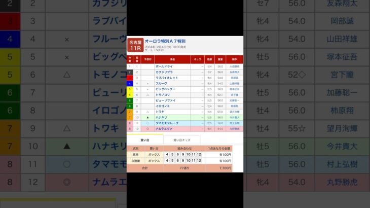 名古屋競馬場 メインレース オーロラ特別 を予想します #競馬 #予想 #競馬予想 #買い目 #名古屋競馬場 #地方競馬 #メインレース #オーロラ特別 #shorts #youtubeshorts