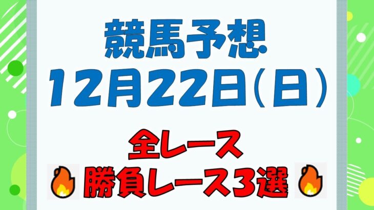 【競馬予想】１２月２２日（日）全レース予想／厳選３レース(平場予想・重賞予想)