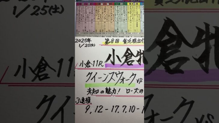 【競馬予想】小倉11R 小倉牝馬ステークス🏇4歳の未知の魅力に期待😃❣️