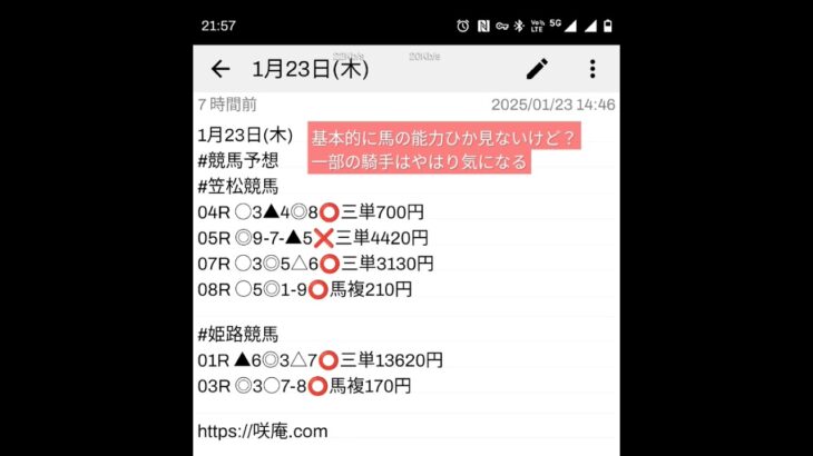 1月23日(木) #競馬予想 #笠松競馬 #姫路競馬