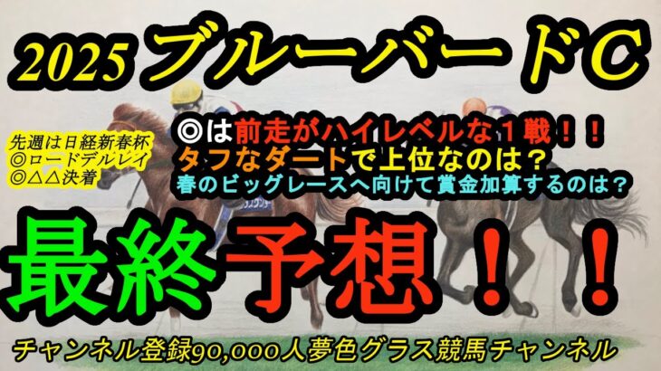 【最終予想】2025ブルーバードカップ！◎は前走がハイレベルで上位馬次々に好走！タフなダートに適性があるのは？