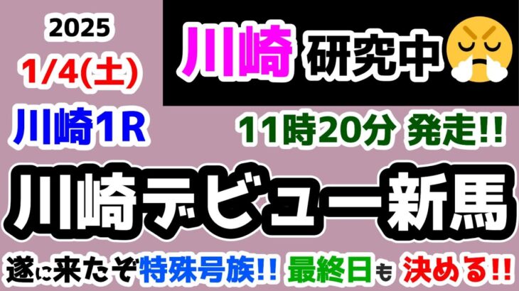 【川崎競馬研究中😏】遂に来たぞ特殊号族😤  最終日もこれでキメる😏【2025.1.4 川崎1R 川崎デビュー新馬】