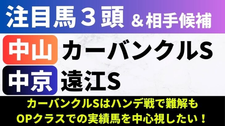 【2025カーバンクルS/遠江S】競馬予想｜カーバンクルSはハンデ戦で難解もOPクラスでの実績馬を中心視したい！