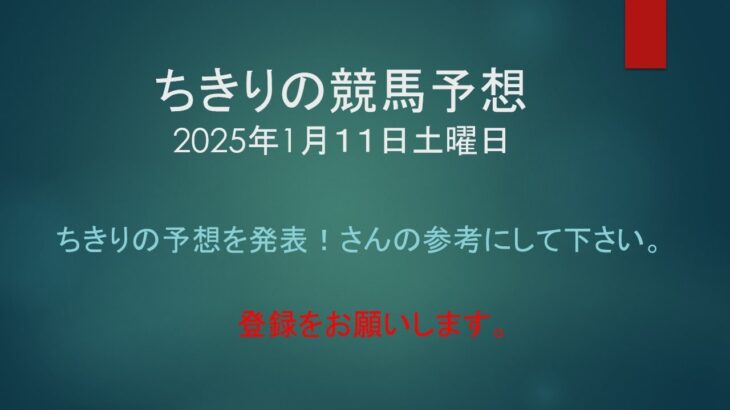 １月１１日（土）中山競馬場・中京競馬場の「ちきりの競馬予想」を発表！