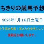 ちきりの競馬予想！　１月１８日（土）中山・中京競馬場の予想発表！