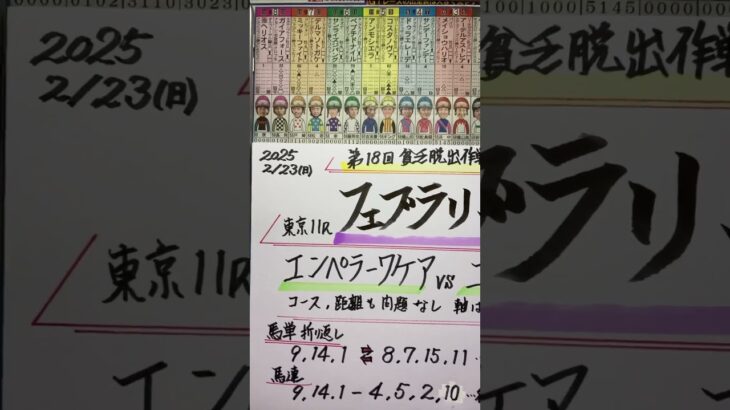 【競馬予想】東京11R フェブラリーステークス🐎Ｇ１だ❣️勝負です😃❗️