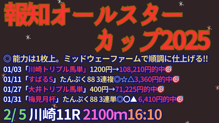 報知オールスターカップ2025予想【川崎競馬】全頭診断＋調教診断＋買い目