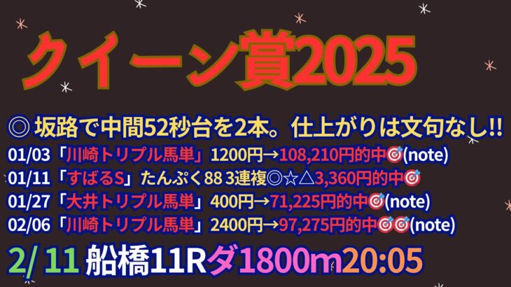 クイーン賞2025予想【船橋競馬】全頭診断＋調教診断＋買い目