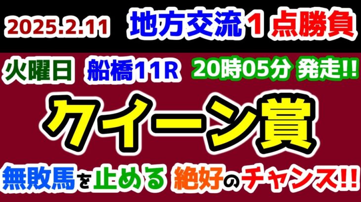 【地方交流１点勝負😤】 無敗馬を止める絶好のチャンス到来😉【2025.2.11 船橋11R クイーン賞 (Jpn3)】