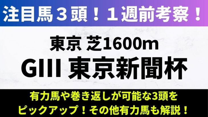 【2025東京新聞杯】1週前考察｜有力馬や巻き返しが可能な3頭をピックアップ！その他有力馬も解説！