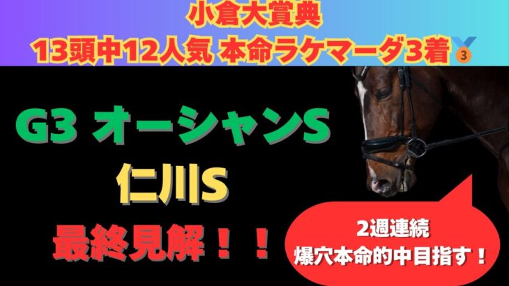 【オーシャンステークス2025/仁川ステークス2025】最終見解！先週は12人気ラケマーダで的中！今週も大穴馬から的中を目指す！