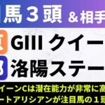 【2025クイーンC/洛陽S】競馬予想｜クイーンCは潜在能力が非常に高いコートアリシアンが注目馬の１頭！