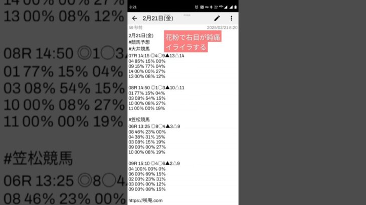 2月21日(金) #競馬予想 #大井競馬 #笠松競馬
