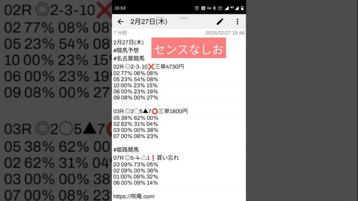 2月27日(木) #競馬予想 #名古屋競馬 #姫路競馬