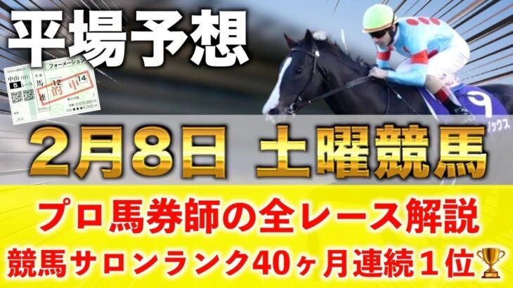 【2月8日土曜競馬予想】驚異の20週連続の新馬戦的中へ‼️プロが平場全レース予想を無料公開！【平場予想】