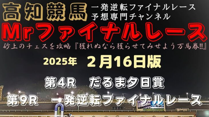 『本番でも健闘をと期待を込めて④マイネルシトラスの５連勝だ！』Mrファイナルレースの高知競馬予想20250216版