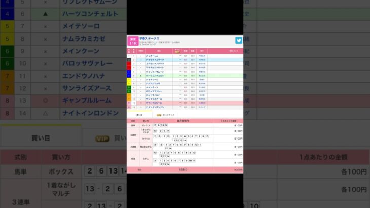 東京競馬場 メインレース 早春ステークス を予想します #競馬 #予想 #競馬予想 #買い目 #東京競馬 #東京競馬場 #jra #早春ステークス