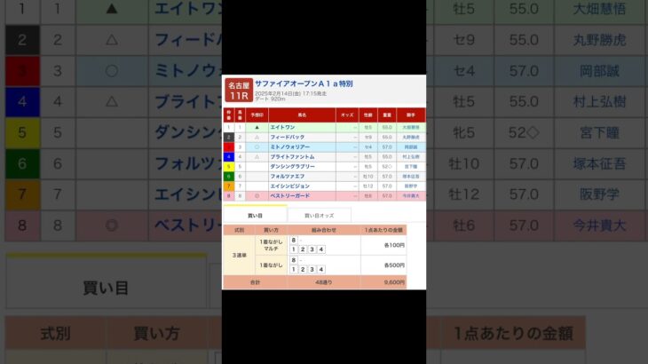 名古屋競馬場 メインレース サファイアオープン を予想します #競馬 #予想 #競馬予想 #買い目 #名古屋競馬場 #名古屋競馬 #地方競馬 #メインレース #サファイアオープン