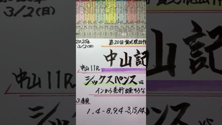 【競馬予想】中山11R 中山記念🏇前で競馬可能な4歳馬に期待🤭❣️