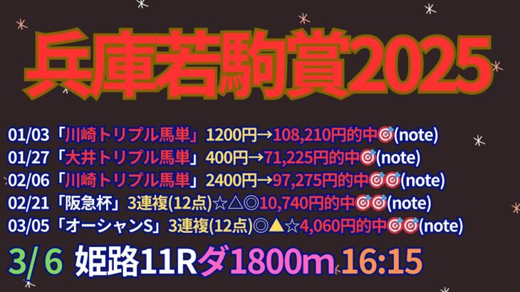 兵庫若駒賞2025予想【姫路競馬】全頭診断＋調教診断＋買い目