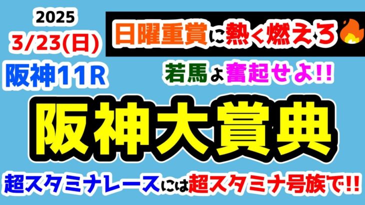 【日曜重賞に熱く燃えろ🔥】 2025.3.23  阪神11R 阪神大賞典　超スタミナレースには超スタミナ号族を狙え😤【2025 阪神大賞典】