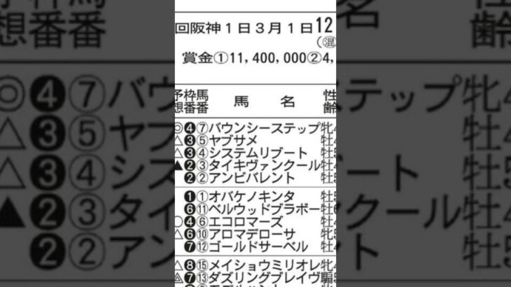 【競馬予想】2025年3月16日中京9岡崎特別◎システムリブート＃競馬 #競馬予想