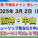 【チューリップ賞＆中山記念】【競馬全レース予想】【阪神・中山】2025年3月2日の平場＆メインの全レースを予想！