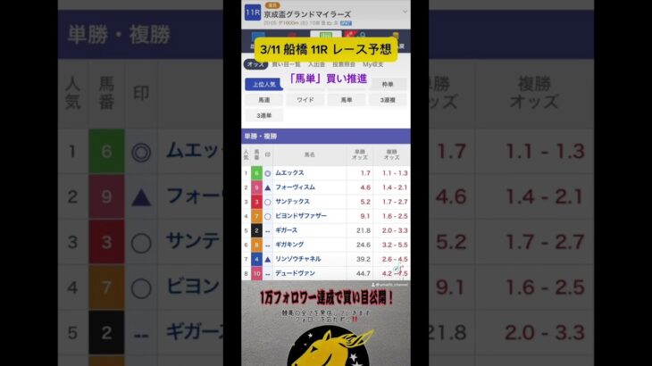 3/11 船橋競馬 レース予想🎯 #競馬 #競馬予想 #地方競馬 #地方競馬予想 #ギャンブル #ムエックス #船橋競馬 #船橋競馬ライブ