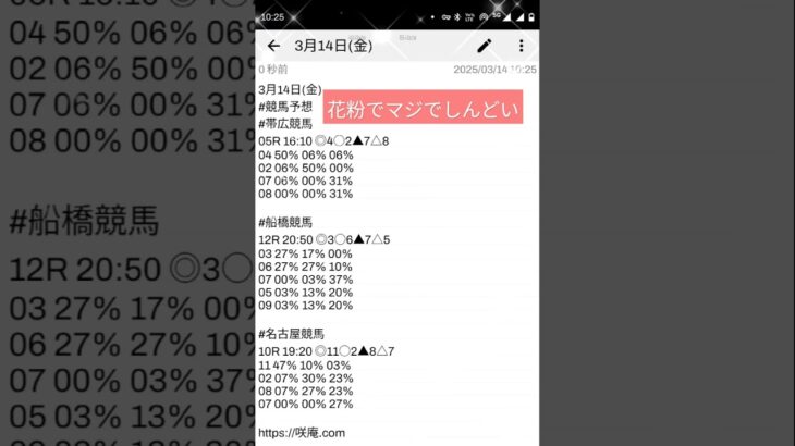 3月14日(金) #競馬予想 #帯広競馬 #船橋競馬 #名古屋競馬