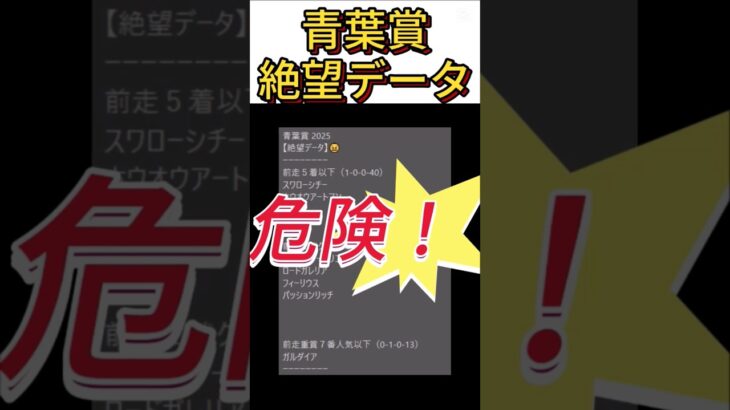 【青葉賞】 2025　これは危険！【絶望データ】  #競馬予想 #shorts #青葉賞
