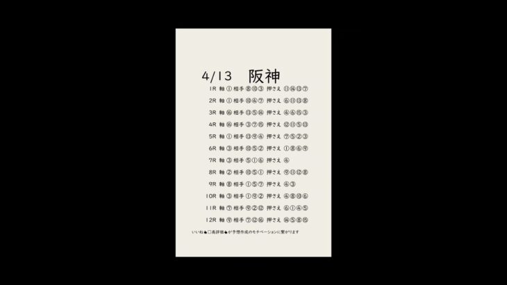 4/13阪神競馬予想表