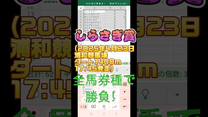 #しらさぎ賞　#浦和競馬場　#競馬予想 　#excel 　#チャンネル登録お願いします 　#全馬券種対応型予想家 #高評価お願いします #フォローお願いします