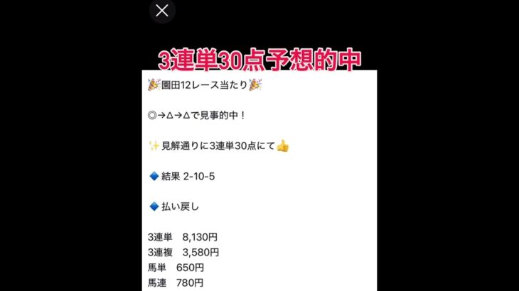 園田12レース3連単的中🎯見解通り！ #万馬券 #競馬予想 #まい競馬