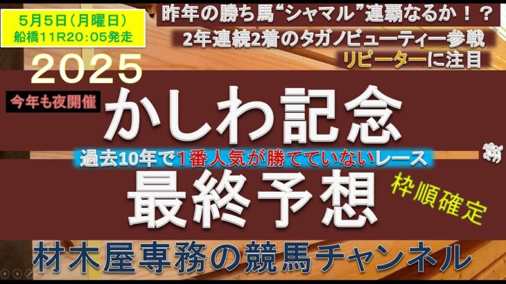 【競馬予想】かしわ記念2025　最終予想　フェブラリーＳの勝ち馬が参戦も…？　リピーターが好走しやすいレースの印象で
