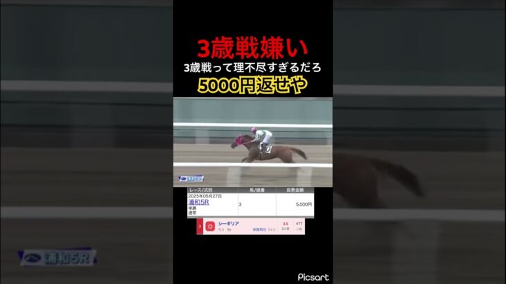 【理不尽】3歳戦理不尽すぎるもう2度とやりません　#競馬 #競馬予想 #jra #地方競馬 #ウマ娘 #ウマ娘プリティーダービー #ギャンブル #ギャンブル依存症 #武豊 #単勝 #理不尽