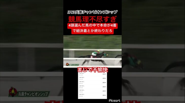 【理不尽】4頭選んで馬券買ったら本命4着の紐決着で絶望【兵庫チャンピオンズシップ】　#競馬 #競馬予想 #地方競馬 #jra #ギャンブル #ウマ娘プリティーダービー #ウマ娘 #地方競馬予想